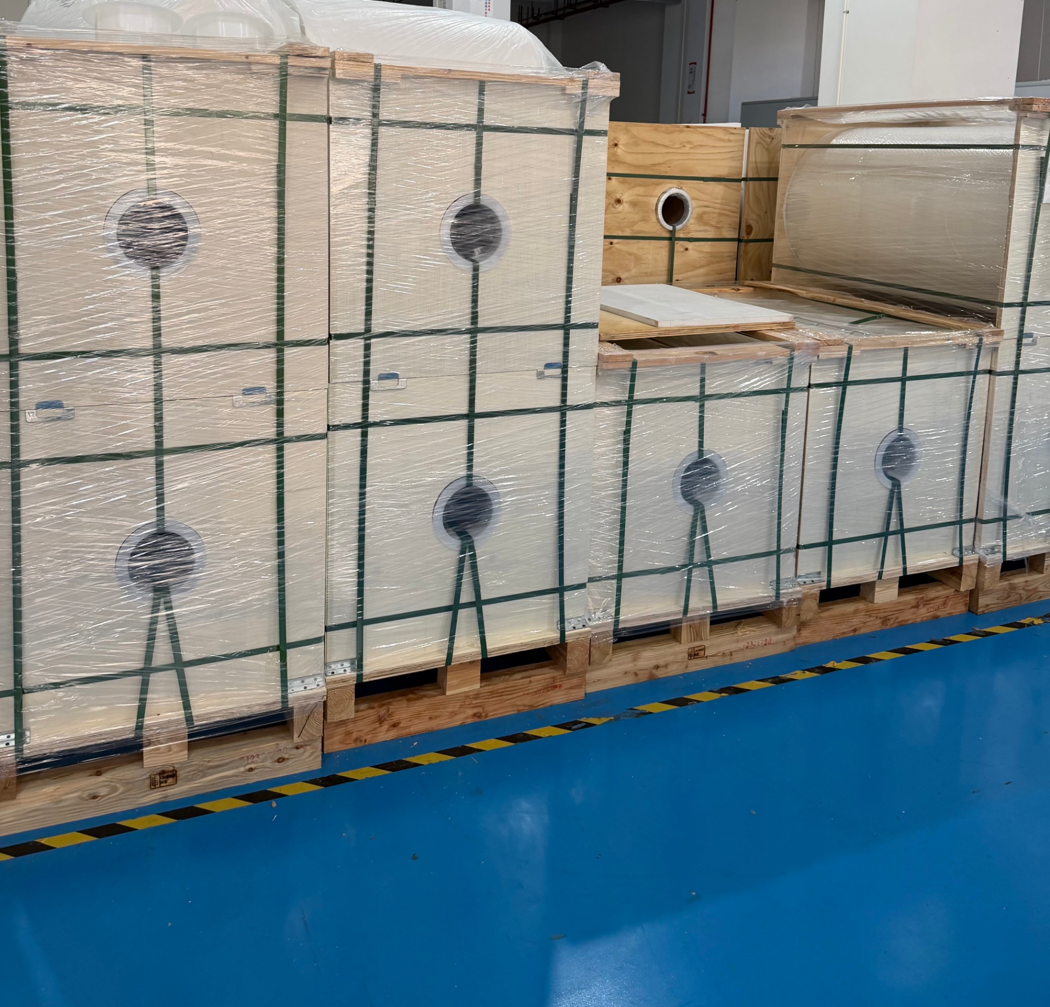 Packed material crates